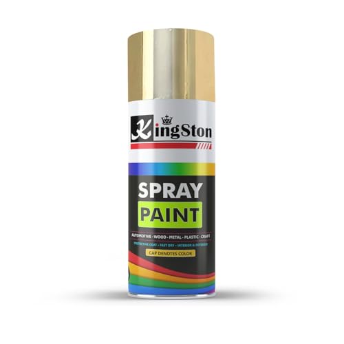 Image of Kingston Acrylic Spray Paint for Metal, Wood, Wall & Plastic, Multi-Surface DIY Paint, Quick Dry, Sparkle Gold Finish, 400ml Can, 1 Pc