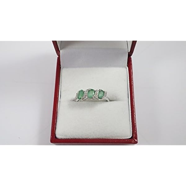 La Collezione Diamante di Smeraldo: Anello 9ct Oro Bianco di compromesso Eternità di Smeraldo e Diamanti, misura dell'anello 6,8,9,10,11,12,13,15,16,17,19,20,21,22,24,25,26