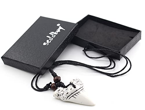 Scddboy Shark Tooth Necklace For Mens Surfer Necklace Hawaiian Beach Surfer Jewelry - Adjustable Cord Necklace #TOP4