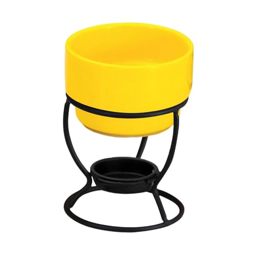 Fenteer Pot à fondue en porcelaine pour bougie chauffe-plat, pot à fondue au chocolat, pot à fondue au fromage en céramique pour collations et dîners, Jaune
