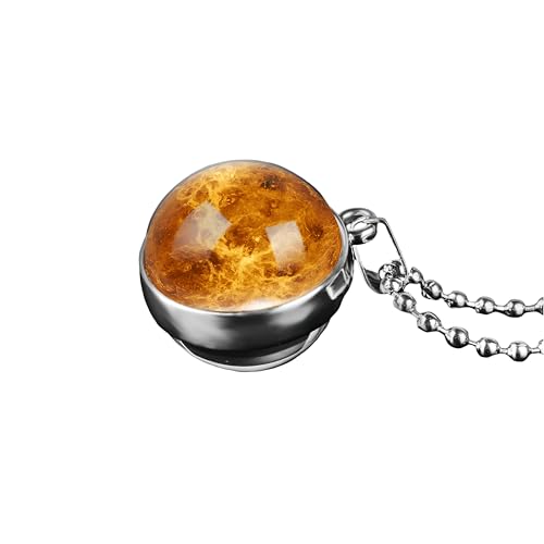Colliers Feng Shui en argent 925, pendentif dôme en verre Terre et Vénus chic