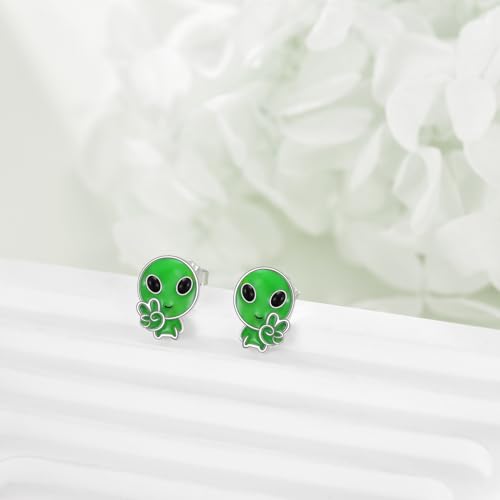 URONE Space Earrings 925 Sterling Silver UFO Alien Earrings Space Jewelry Gifts For Women Men4