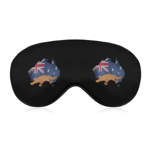 Vintage Australia Map Flag Australian Platy-Pus Sleep Mask Eye Shade Cover Adjustable Strap for Travel Lunch Break Women Men