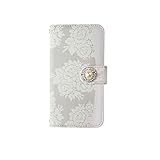 スマ通 iPhoneXR 対応 ケース 手帳 タイプ 携帯カバー カード収納 (丸デコ)花柄 ビジュー デコ スタンド機能 ストラップ穴 アイフォン テンアール用 ソフトバンク iPhone XR (A-グレー) vc-065-deco