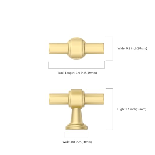 Image of 10 Pack 1 inch(25mm) Brushed Gold Cabinet Knobs for Cabinets and Drawers Kitchen Cabinet Hardware Dresser Knobs