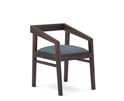 Image of SUNCOM Solid Sheesham Wood Arm Chair Set of 1 for Living Room| Wooden Dining Chair | Home Dining Room Furniture (Walnut Finish, 1 Chairs)