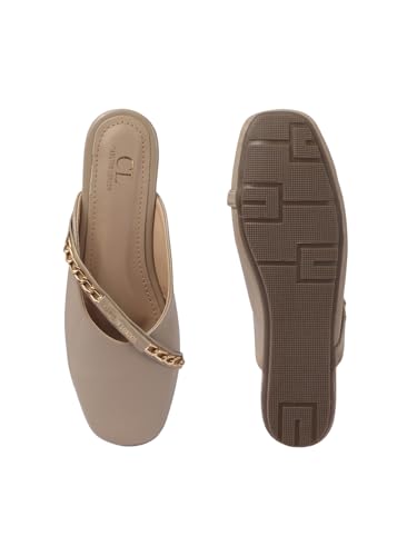Image of Carlton London Women's Glossy Chain Detail Comfort Mules