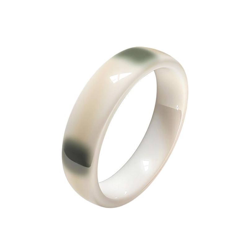 Bague céramique blanche à points verts idée cadeau homme femme