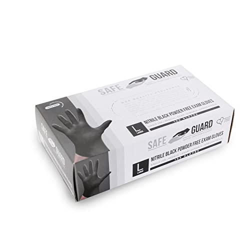 Safeguard, Nitrile Disposable Gloves, Powder Free, Industrial Grade Gloves, Latex Free, Dispenser Pack, Extra Large Size,Black, 100 Pc
