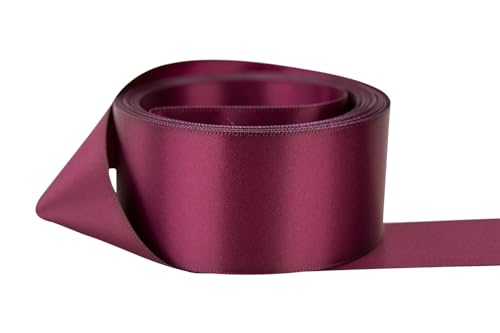 Image of Ribbon Bazaar Double Faced Satin - Premium Gloss Finish - 100% Polyester Ribbon for Gift Wrapping, Crafts, Scrapbooking, Hair Bow, Decorating & More - 1 /4 inch Sangria 50yd Spool