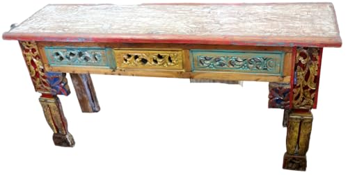 Marblechic - Console TV en bois sculpté - Style tibétain - 170 x 48 x 84 cm - Fait main en Indonésie