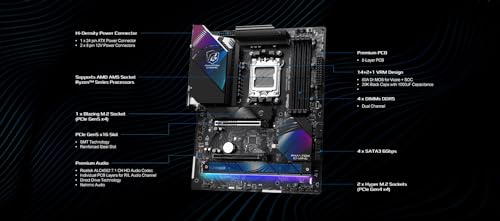 Image of ASRock Phantom Gaming X870 Riptide WiFi 7 AMD Ryzen Socket AM5 ATX Motherboard DDR5 DIMMs 8000 MHz 256 GB USB4 M.2 SATA3 6.0 Gb /s