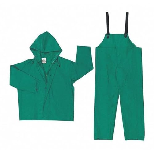 Image of MCR Safety 3882X2 Dominator PVC /Polyester 2-Piece Rainsuit with Attached Drawstring Hood, Green, 2X-Large