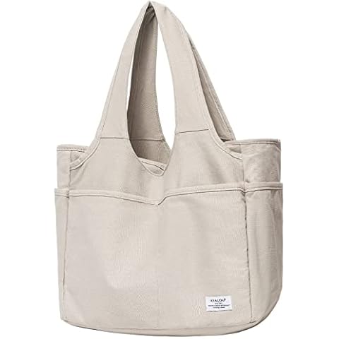 KYALOU Canvas Tote Bag with Pockets Cover