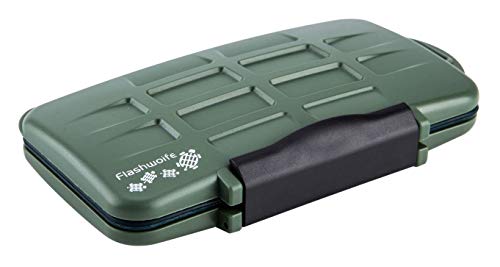 Preisvergleich Produktbild Flashwoife Turtle-SD12MSD24G spritzwasserdichte Speicherkarten Kartenbox Schutzbox, patentierte Aufnahme, 12 x SD Karte und 24 x Micro SD Cards Case Etui, Card Box, Karten Aufbewahrung Tasche Olivgrün