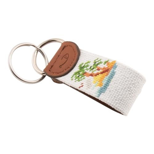 Image of Leather Hand-Stitched Needlepoint Key Fob or Key Chain
