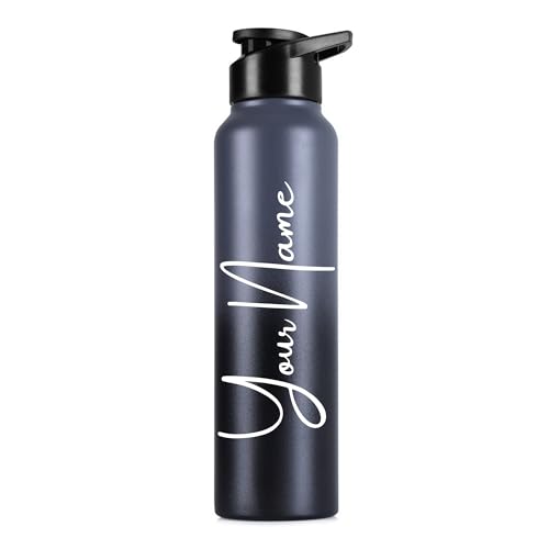 Image of CASPIAN / / / Hike Stainless Steel Customize Sipper Water Bottle Leak Proof Thunder for Fridge Home Office Travel School Kids Boys Girls Adults Sports Gym Yoga (Grap 1 Litre, Set of 1)|