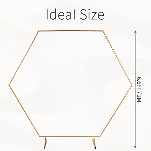Hexagon Backdrop Stand, Inweder Gold Balloon Arch Frame, Metal Wedding Arch Stand, Balloon Garland Stand, Arbor Backdrop Stand For Garden, Birthday Parties, Baby Showers, Indoor And Outdoor #TOP4