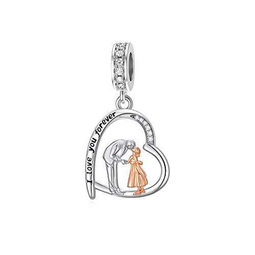enjoylifecreative Ciondolo per padre e figlia, adatto per bracciale Pandora, in argento sterling 925, per braccialetti, per compleanno, regali di San Valentino per la figlia