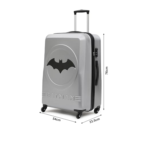 Image of YAYAVAR Batman Trolley Suitcase - 130L, Chech-in Luggagewith 8 Spinner Wheel, Hard Shell Polycarbonate Suitcase, Number Lock, Water Resistant, Luggage Bag for Travel (Silver & Black, 76cm, Large)