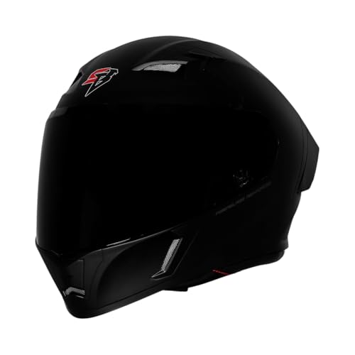 Image of Steelbird SBA 11 Tornado Full Face Helmet, Dual Visor, Glossy Signature Black with Extra Free Smoke Visor (600 MM (L))