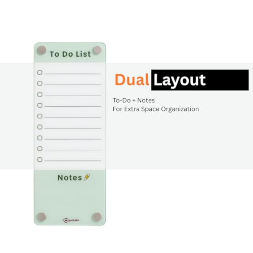 Image of Acrylic Magnetic Shopping List Notepad for Fridge │ to-Do List & Meal Planner, with 2 Marker Pen | 24x10 cm - Green
