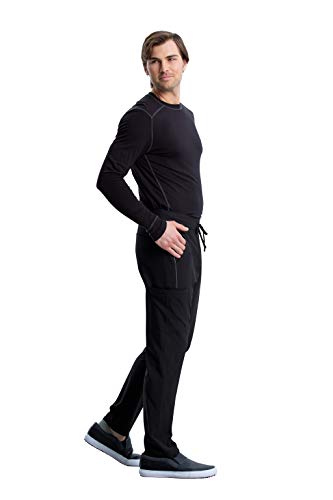 Cherokee Iflex Men Scrubs Pant Tapered Leg Drawstring Cargo Ck006, M, Black #TOP4