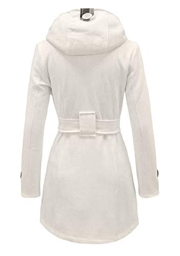 GORIFE Women Double Breasted Faux Fur Pea Coats Solid Thick Hooded Lapel Jackets With Belt2