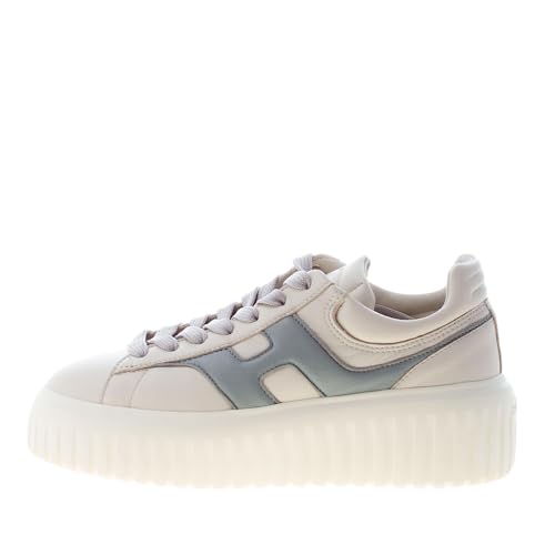 Collezione: Primavera-Estate Hogan Donna H645 Sneaker H-Stripes in Pelle Avorio e Azzurro Color Bianco Size 36