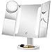Glamazy Beauty Lighted LED Makeup Mirror w/ 1x Magnifying Vanity (2-Pc. Set) Portable, Compact Trifold | Brighter Clarity, Lit Daylight HD Lighting | Apply Cosmetics, Spot Skincare