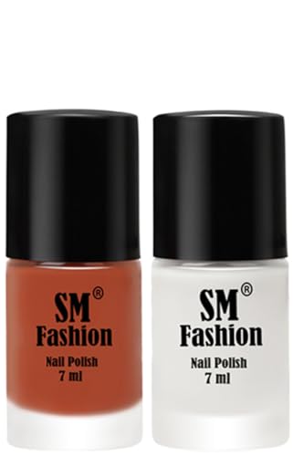 Image of Long Lasting Nail Polish | Nail Paint Combo 7 ml Each) - Set of 2 Light Coral-White