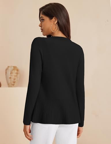 Women's Casual Open Front Sweater Long Sleeve Rib Knit Draped Cardigan4