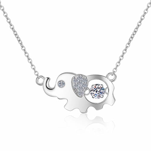Collier éléphant moissanite pendentif argent 925 plaqué platine pour femme StarGems NX038