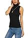Womens Sleeveless Turtleneck Tops Ribbed Turtle Neck Sweater Vest Fitted Business Dressy Casual High Neck Knit Tank Black M