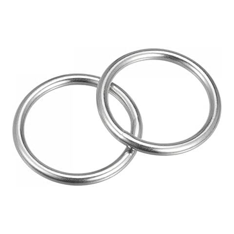 sourcing map 2 Stk. Rundring Geschweißte O-Ringe 316 Edelstahl 40mm(1,57") ID 5mm Dicke Cover