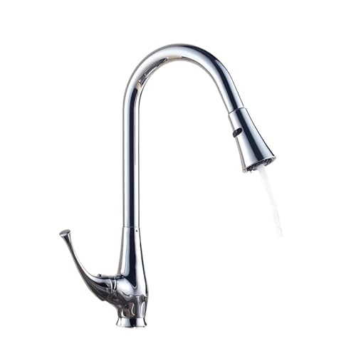 Grifo de cocina extraíble monomando plateado giratorio de 360 grados 2