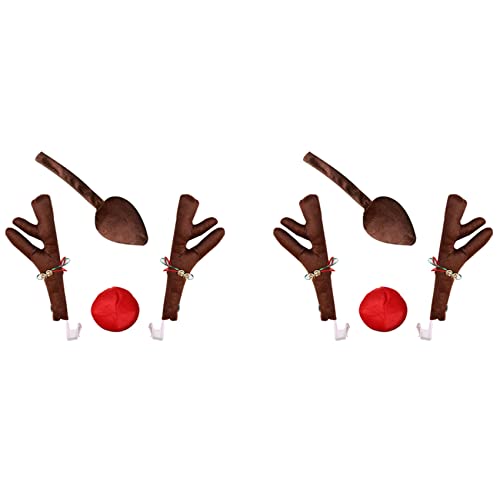 Bois de renne pour voiture avec nez rouge Rudolf de Noël décorations de véhicule lot de 2