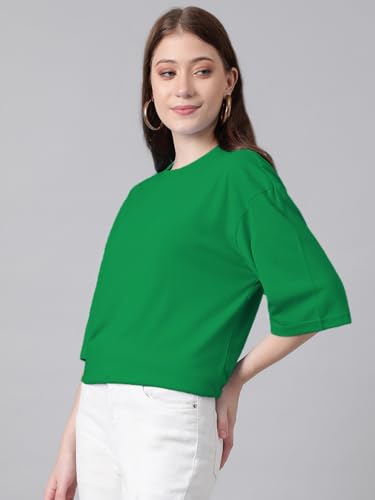 Image of KOTTY Women's Cotton Blend Solid Oversized T-Shirts