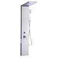 VEVOR Shower Panel Tower System with Rainfall Waterfall Shower Head, LED, 53 in Brushed Stainless Steel Shower Column, 5-Function Faucet, Wall-Mount Rain Massage System, with Handheld and Tub Spout