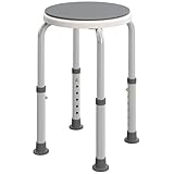 HOMCOM 360° Swivel Seat Bath Shower Stool, Adjustable Height Shower Chair with Aluminium Frame Non-Slip Feet Chair Safe Support Home Assistance, Grey