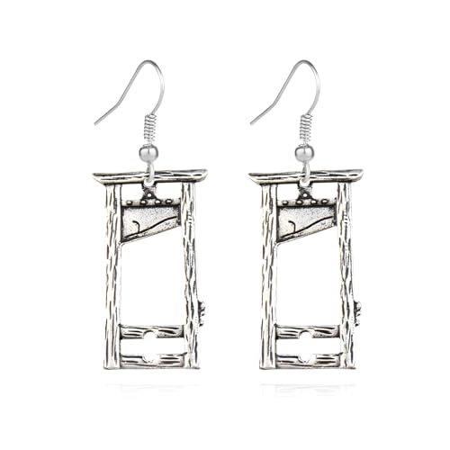 Gothic Silver Guillotine Earrings for Women Guillotine Dangle Earrings Hip Hop Rock Cosplay Party Cool Earrings Jewelry(Silver)