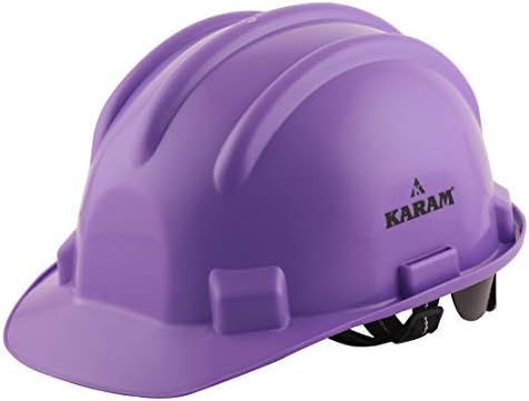 KARAM PN521 Safety Helmet for Men Construction Helmet | Ratchet Type Adjustment with Adjustable Chin Strap | Work Helmet with Side Slot for Attachment | is:2925:1984 Certified | Violet