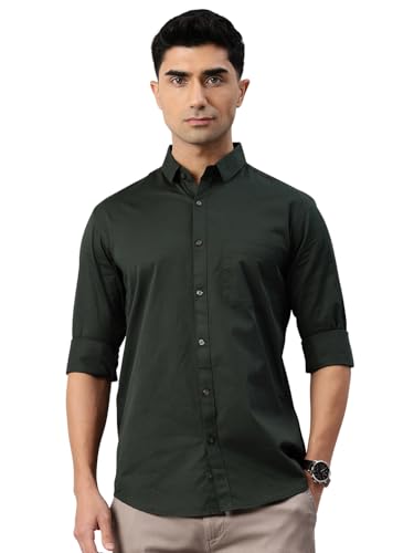 Image of Majestic Man Men's Cotton Slim Fit Solid Casual Shirt