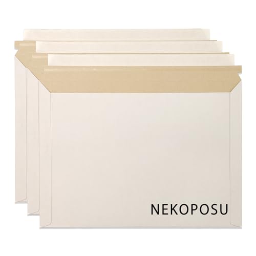 【TAKEYUKI】厚紙封筒 角A4封筒 50枚セット NEKOPOSU ビジネス封筒レターケース ビジネスレターケース メール便用 超厚手 梱包袋ホワイト郵便袋 開封ジッパー付 両面テープ付 クリックポスト ゆうパケット(NEKOPOSU/角A4 外寸サ