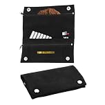 GUOYOU Tobacco Pouches, Premium Leather Tobacco Pouch, Handmade Cigarette Case Bag, Waterproof Portable Tobacco Bag, with Magnetic Buttons and Zip, for Father's Day Gift (Black)