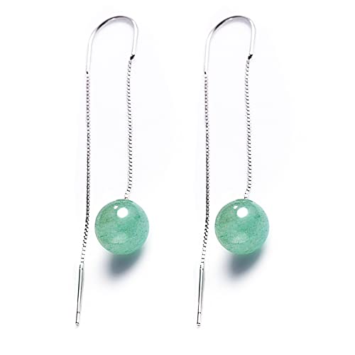 Handmade Jade Earrings, 925 Sterling Silver Earrings Studs, Women Mother's Day Gift Mom Day Gifts，Green Jade Drop Earrings, Gift For Birthday Anniversary (U Threader) #TOP7