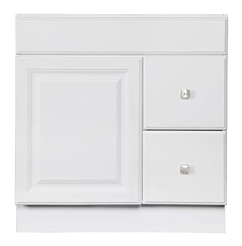 Design House 597203 Wyndham Unassembled Bathroom Vanity Cabinet Without Top, 30 X 18/1 Door, 2 Drawer, White #TOP3