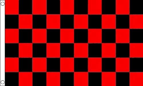 Red and Black Check Flag - 5 x 3 FT - 100% Polyester With Eyelets Banner - FlagSuperstore