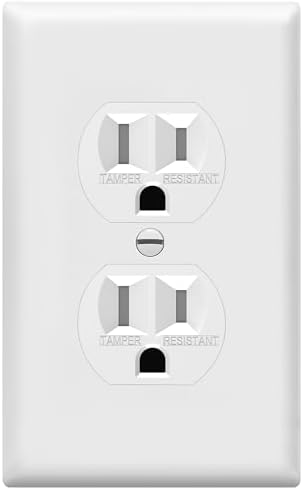 ENERLITES Duplex Receptacle Outlets and Wall Plates Bundle, Tamper-Resistant Electrical Receptacle, 15A 125V, Self-Grounding, 2-Pole, UL Listed, 61580-TR-WWP, White