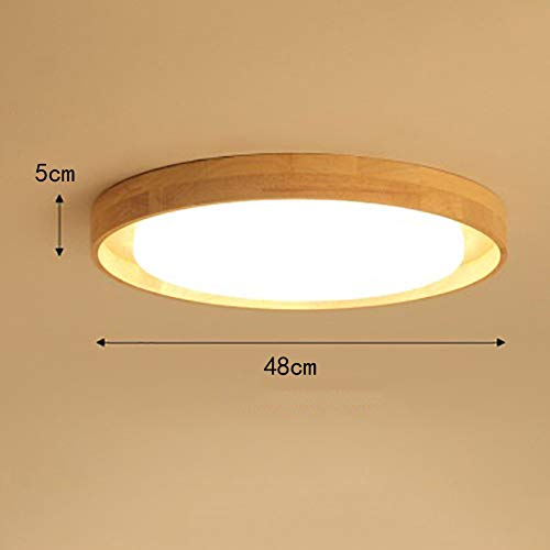Plafonnier LED bois 18W variable rond YangRy 38cm pour eclairage de chambre